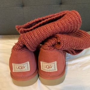Burgundy sweater button boots UGG size 10